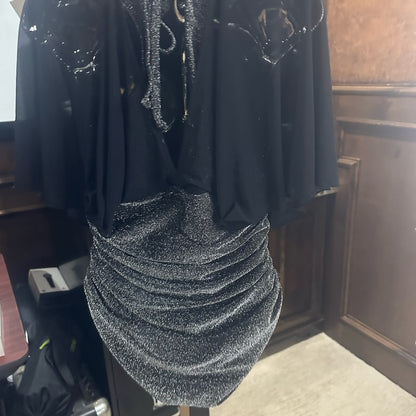 Unique Vintage Black and Silver One Piece Swimsuit