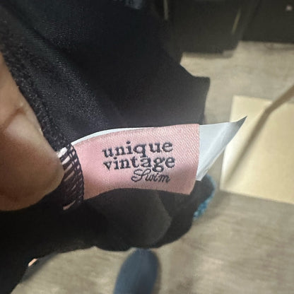 Unique Vintage Black and Silver One Piece Swimsuit