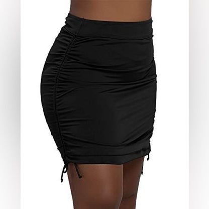 NWOT SIZE 1X Unique Vintage Black Ruched Bikini