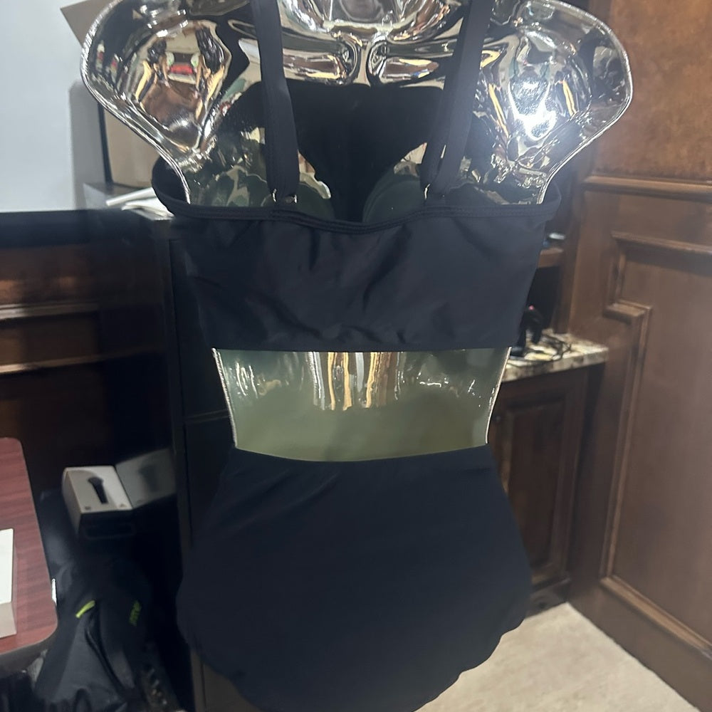 SIZE L Unique Vintage Black High-Neck Bikini