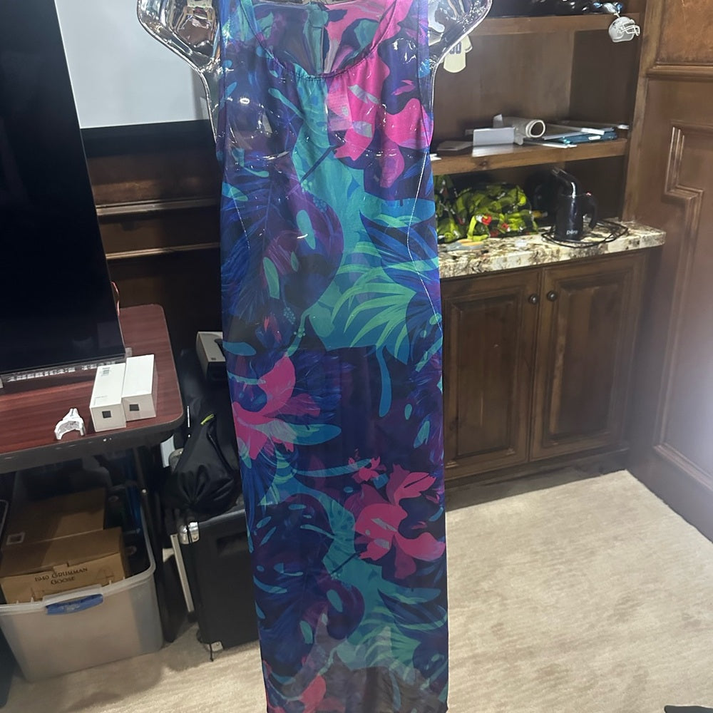 Swimsuits For All Blue Purple Sleeveless Sundress Coverup