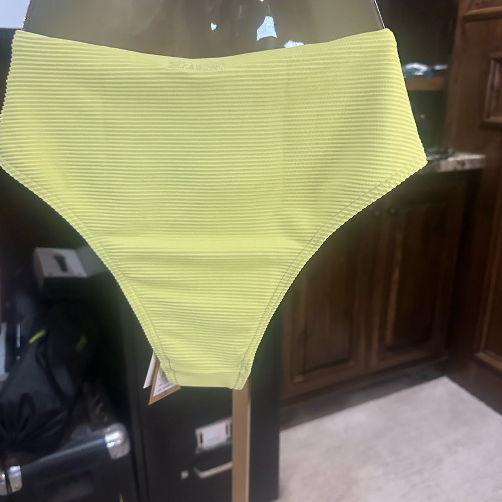 NWT SIZE M/10 Billabong Yellow Ribbed Bikini Bottom