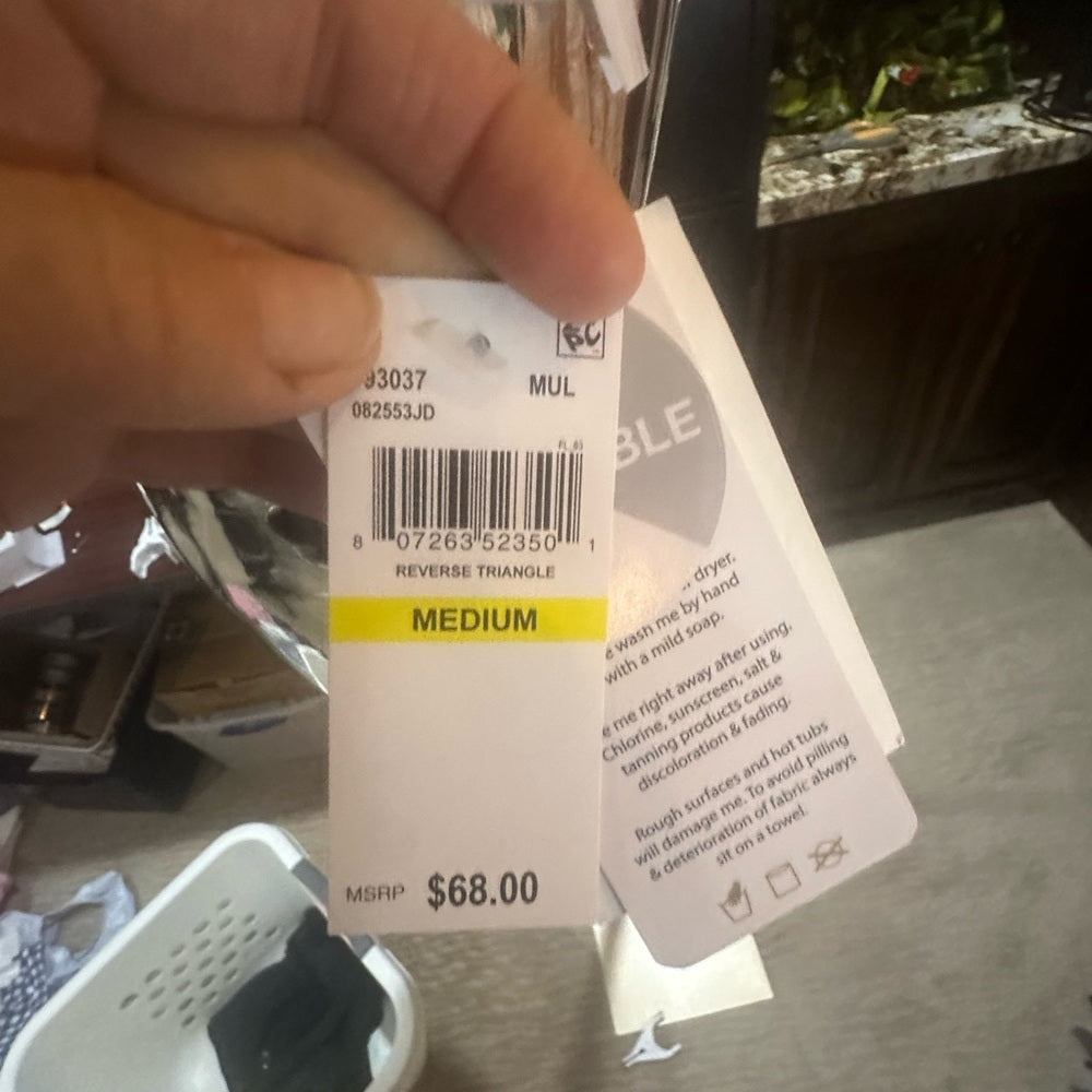 NWT SIZE M BECCA Yellow and Pink Bikini Minimalist Triangle Swimwear