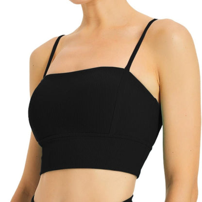 NWT SIZE L Sleek Black Crop Top with Athletic Fabric