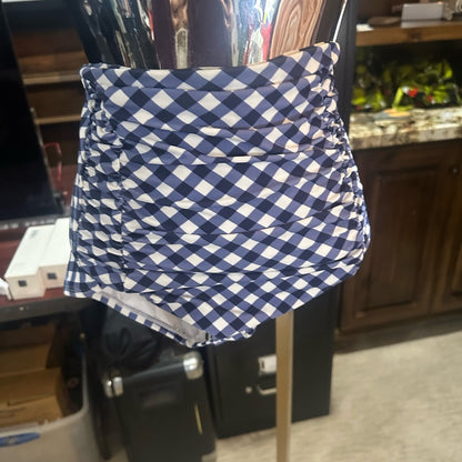 SIZE XS Unique Vintage Blue and White Checkered Bikini Bottom