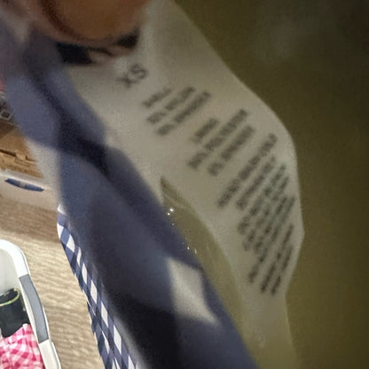 SIZE XS Unique Vintage Blue and White Checkered Bikini Bottom