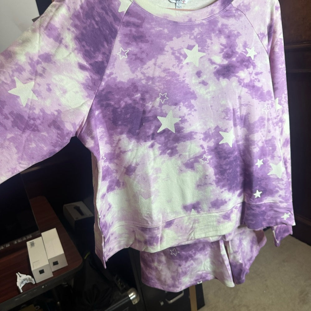 NWT SIZE L/ XL/XXL Wildfox Ethereal Purple and White Tie-Dye Set