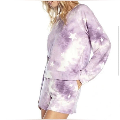 NWT SIZE L/ XL/XXL Wildfox Ethereal Purple and White Tie-Dye Set