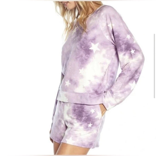 NWT SIZE L/ XL/XXL Wildfox Ethereal Purple and White Tie-Dye Set