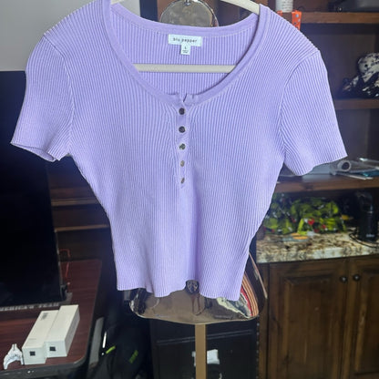 NWOT SIZE L Blu Pepper Purple Trendy Crop Top
