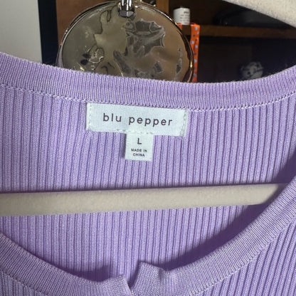 NWOT SIZE L Blu Pepper Purple Trendy Crop Top