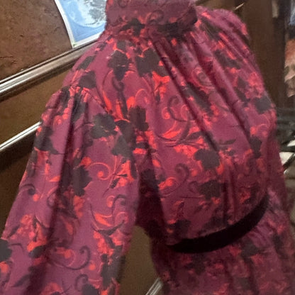 SIZE 8 Elegant Pink and Black Bishop Sleeve Gown for Weddings