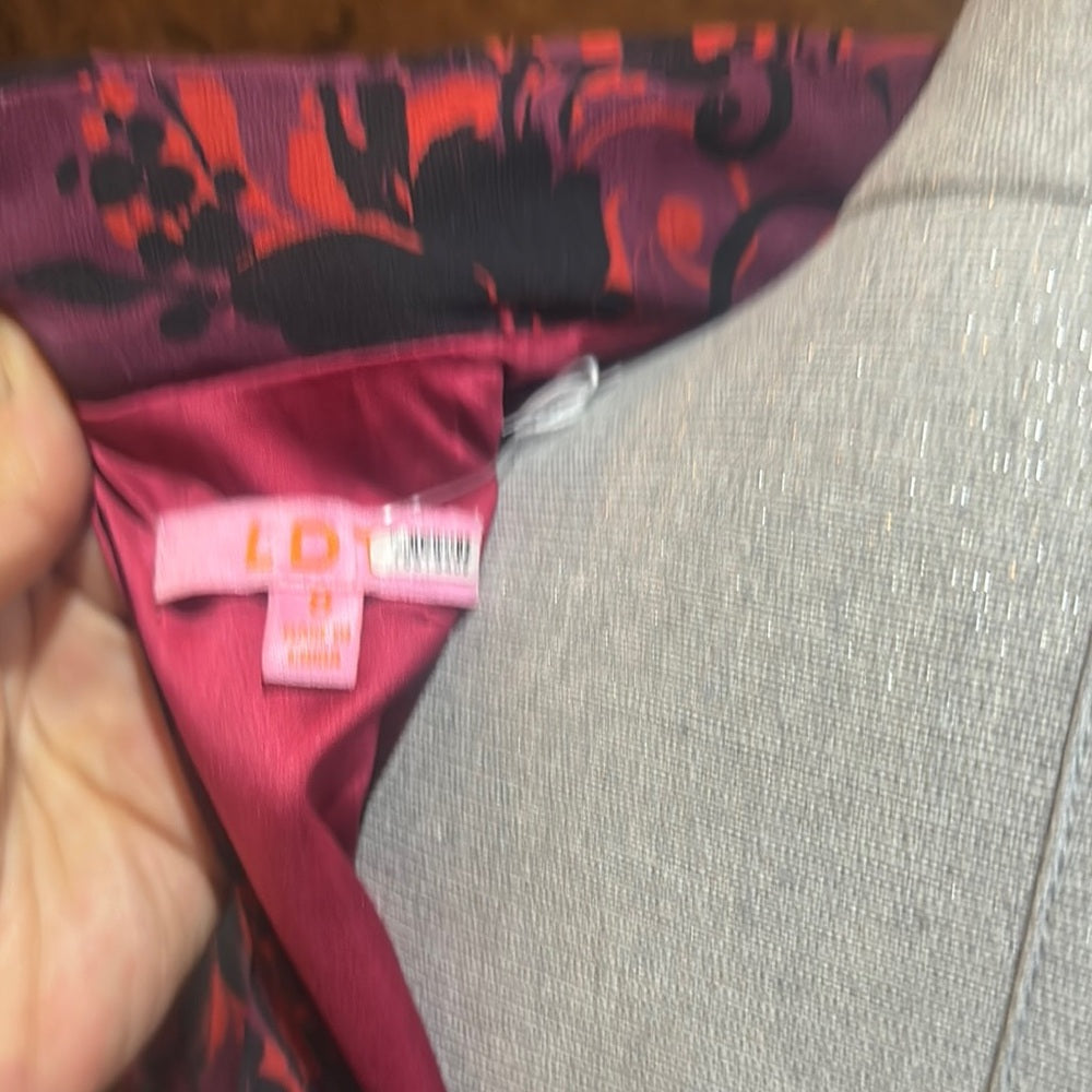 SIZE 8 Elegant Pink and Black Bishop Sleeve Gown for Weddings