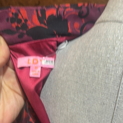 SIZE 8 Elegant Pink and Black Bishop Sleeve Gown for Weddings