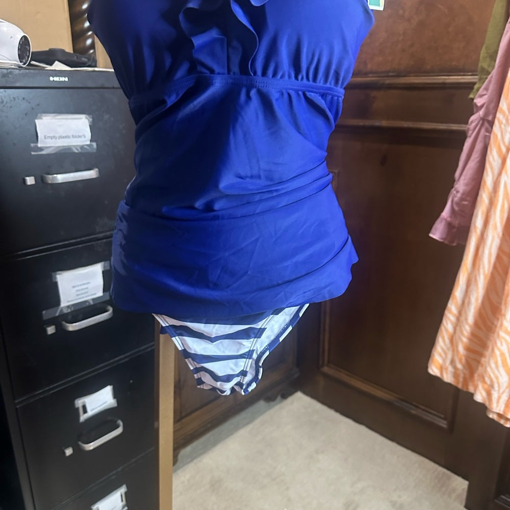 Blue and White Bikini Swimwear