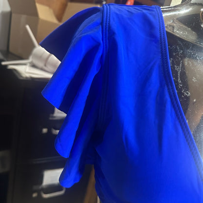 NWT SIZE L Sparkle & Fade Blue Bikini with Ruffled Top and Retro Bottoms