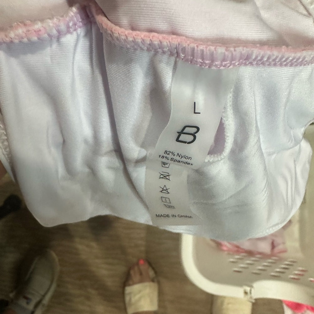 NWT SIZE L Sporty Pink and White Bikini with High-Waisted Design