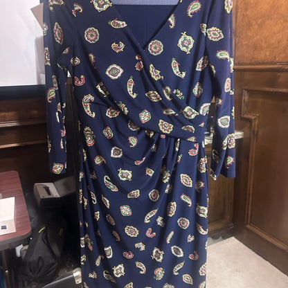 Ralph Lauren Blue Wrap Sundress V-Neck Tie Front