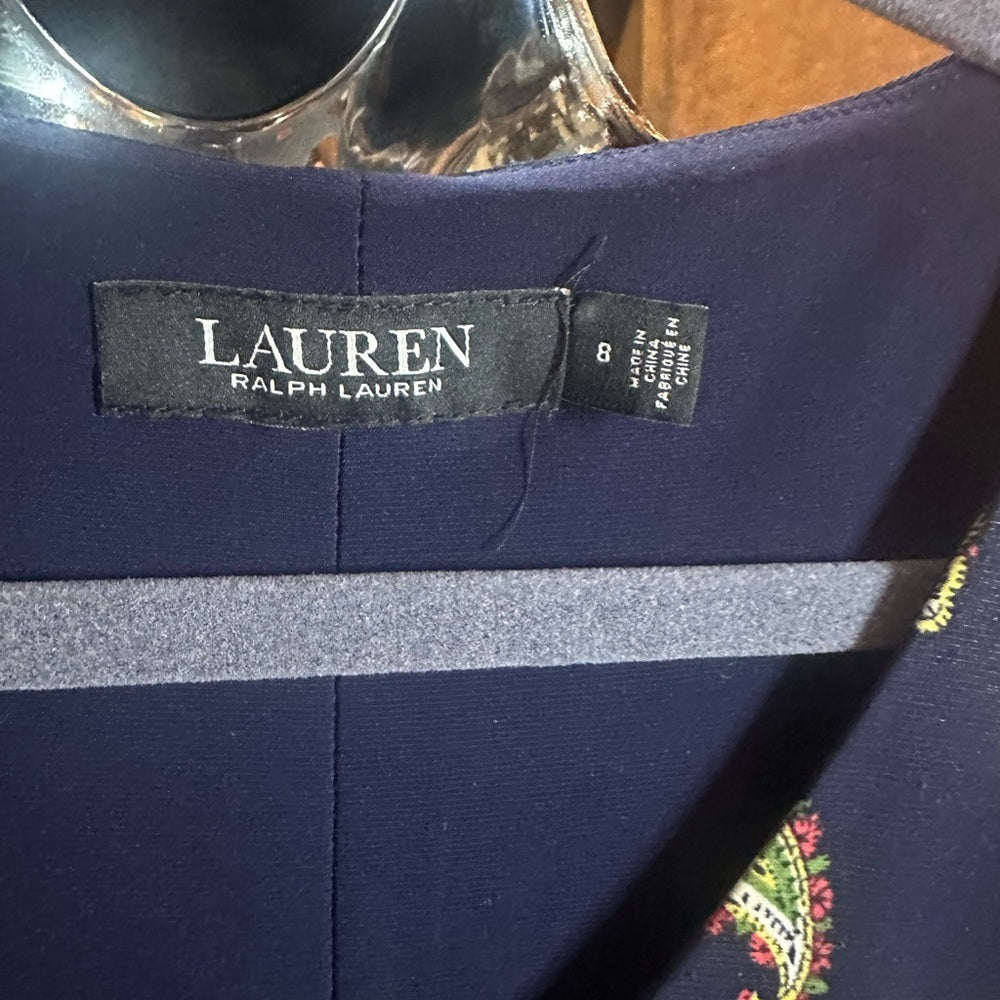 Ralph Lauren Blue Wrap Sundress V-Neck Tie Front