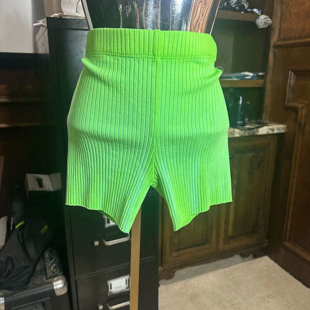NWT SIZE S Cotton Citizen Green High Waist Shorts Ribbed Texture