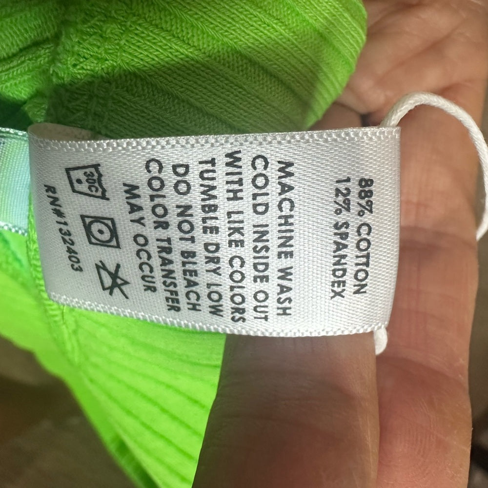 NWT SIZE S Cotton Citizen Green High Waist Shorts Ribbed Texture