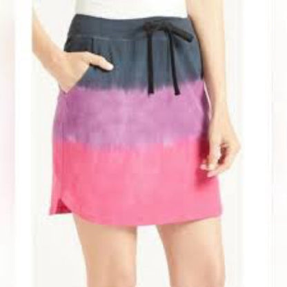 NWT SIZE L/3 v VM eëh Sundry Skater Mini Skirt in Gray and Pink with Tie Front