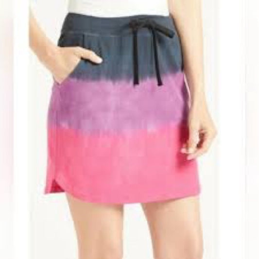NWT SIZE L/3 v VM eëh Sundry Skater Mini Skirt in Gray and Pink with Tie Front
