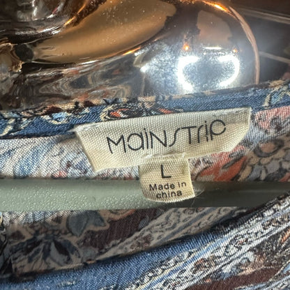 SIZE L Blue and Silver Resort Wear Jumpsuit with Bishop Sleeves