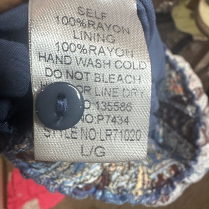 SIZE L Blue and Silver Resort Wear Jumpsuit with Bishop Sleeves