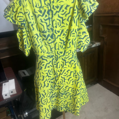 SIZE S Kali Green and Black Mini Dress for a Night Out