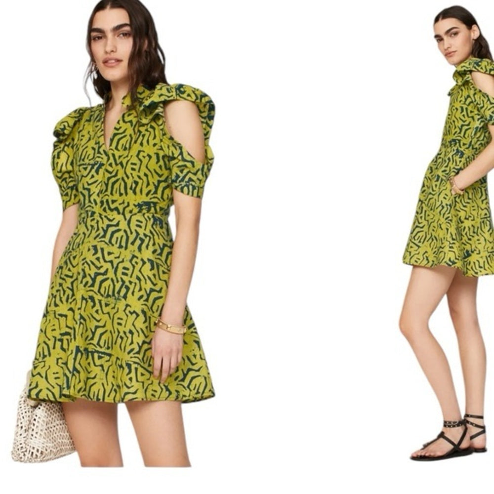 SIZE S Kali Green and Black Mini Dress for a Night Out