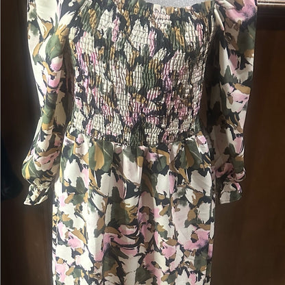 SIZE L Vero Moda Floral Mini Dress - Green, Pink, White