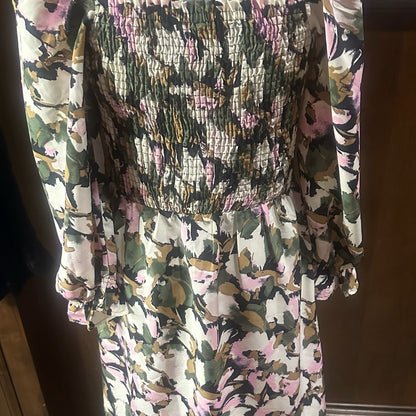 SIZE L Vero Moda Floral Mini Dress - Green, Pink, White