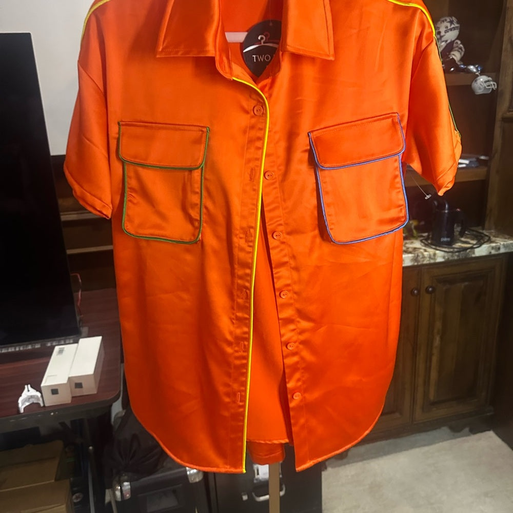 NWOT SIZE S Love J Vibrant Orange Two-Piece Set