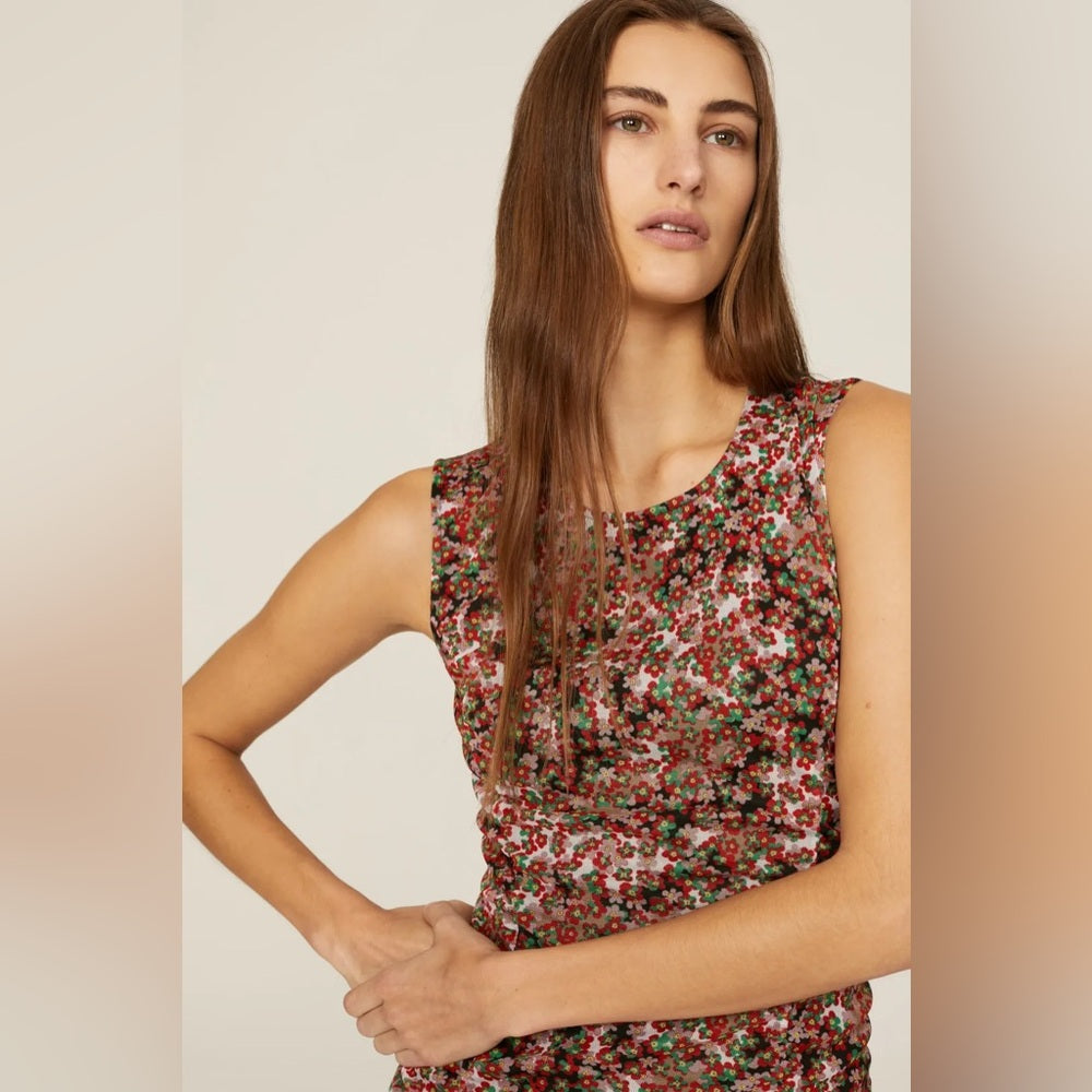 SIZE 8 Red and Green Sequin Embellished Sleeveless Sheath Midi Dress