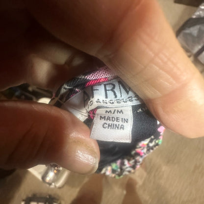 NWT SIZE M AFRM Black and Pink Ruched Midi Pencil Skirt