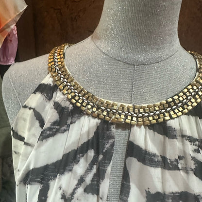 Vince Camuto Black and White Sleeveless Halter Maxi Dress