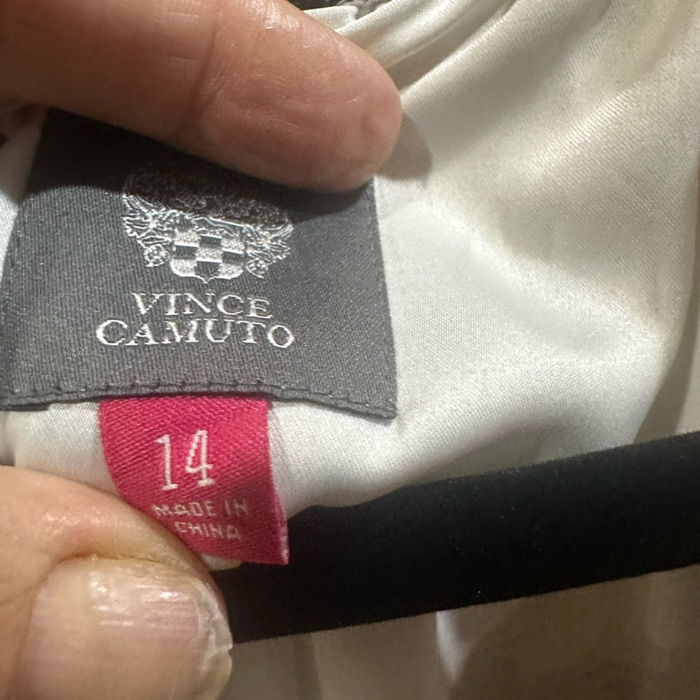 Vince Camuto Black and White Sleeveless Halter Maxi Dress