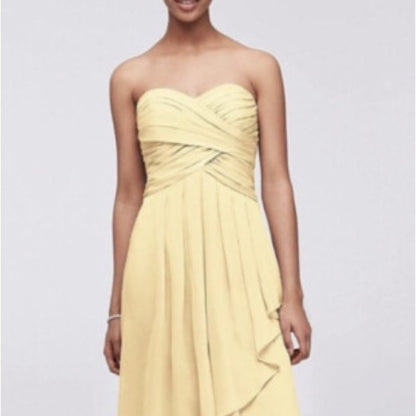NWT SIZE 12 David's Bridal Strapless Yellow Dress