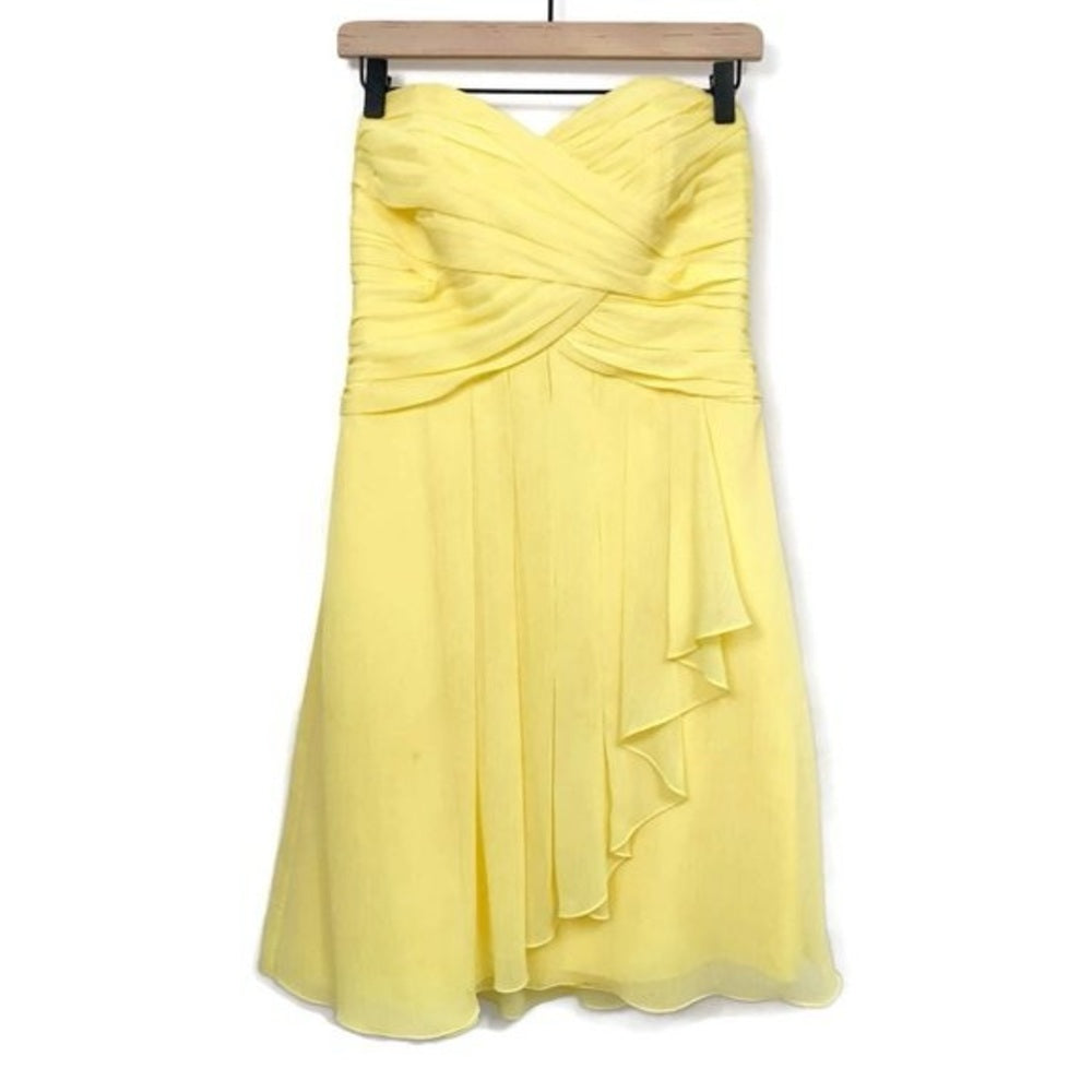 NWT SIZE 12 David's Bridal Strapless Yellow Dress