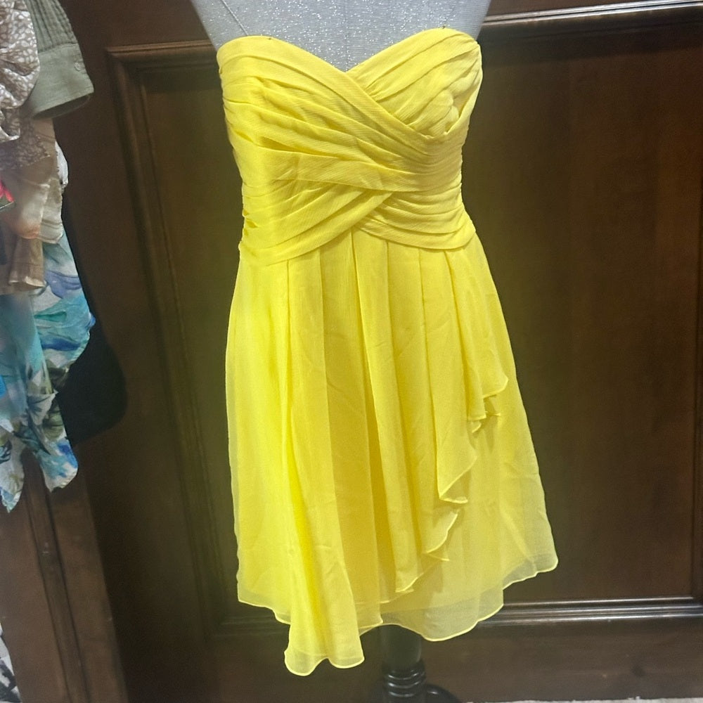 NWT SIZE 12 David's Bridal Strapless Yellow Dress