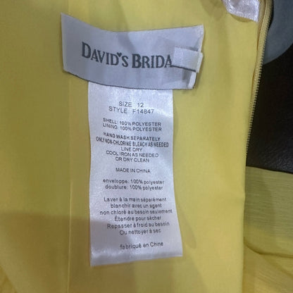 NWT SIZE 12 David's Bridal Strapless Yellow Dress