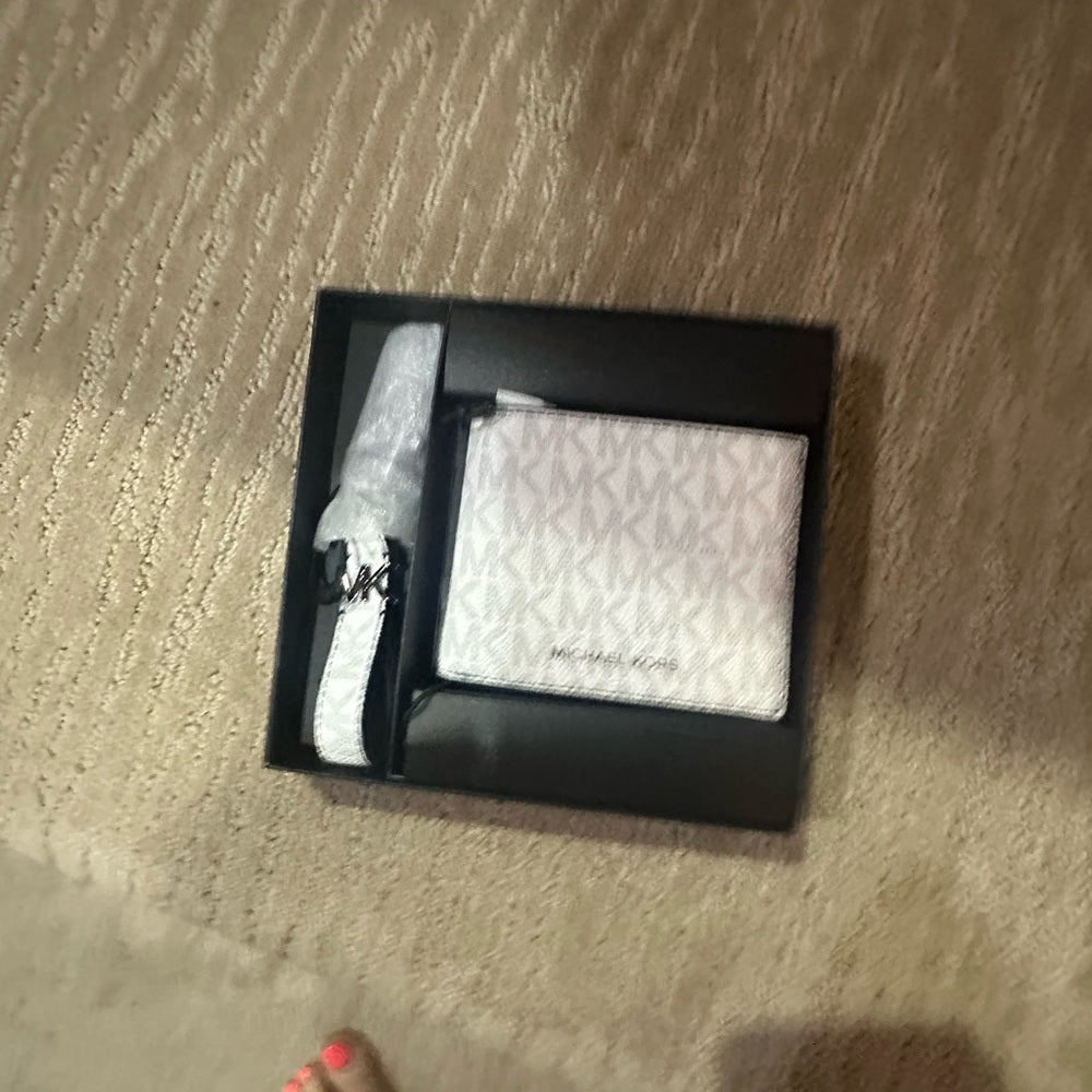 Michael Kors White Wallet with Iconic Monogram Design