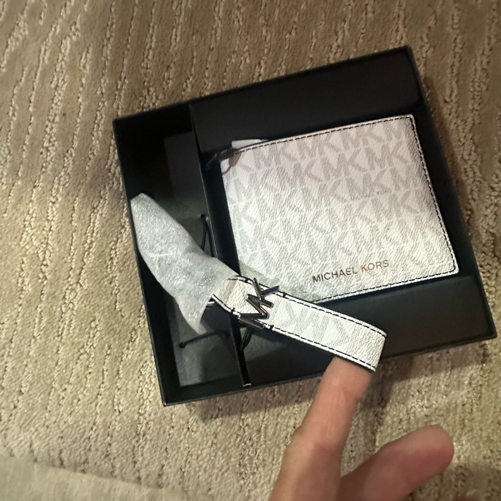 Michael Kors White Wallet with Iconic Monogram Design