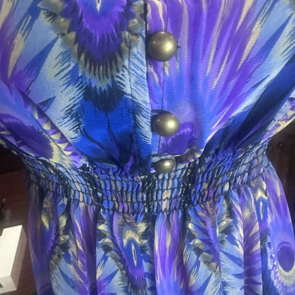 SIZE S Chic Long Sleeve Dress in Blue and Purple