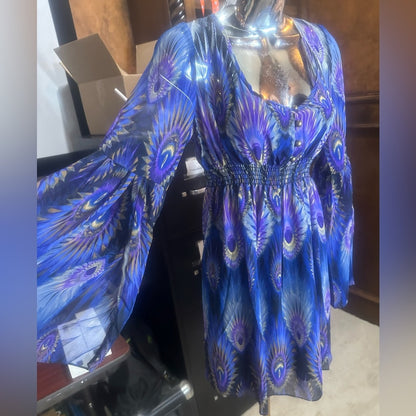 SIZE S Chic Long Sleeve Dress in Blue and Purple