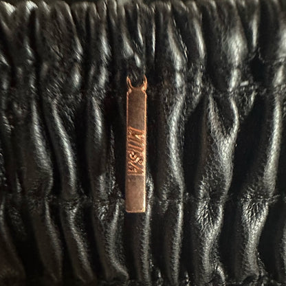 NWT SIZE XS Misa Los Angeles Black Smocked Crop Top