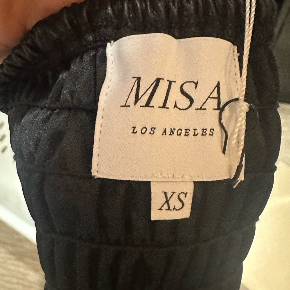 NWT SIZE XS Misa Los Angeles Black Smocked Crop Top