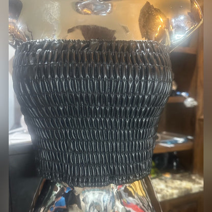 NWT SIZE XS Misa Los Angeles Black Smocked Crop Top