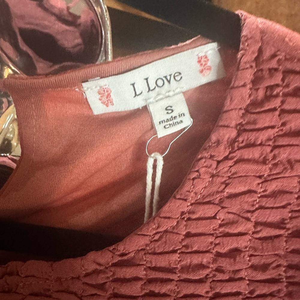 NWT SIZE S Love Pink Long Sleeve Smocked Blouse with Bib Collar